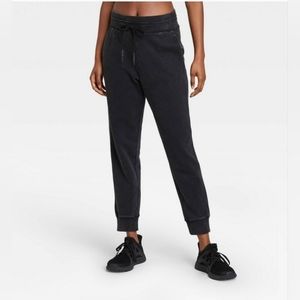 Women's Mid-Rise French Terry Acid Wash Tapered Jogger Pants